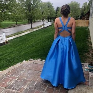Blue Cinderella prom dress
